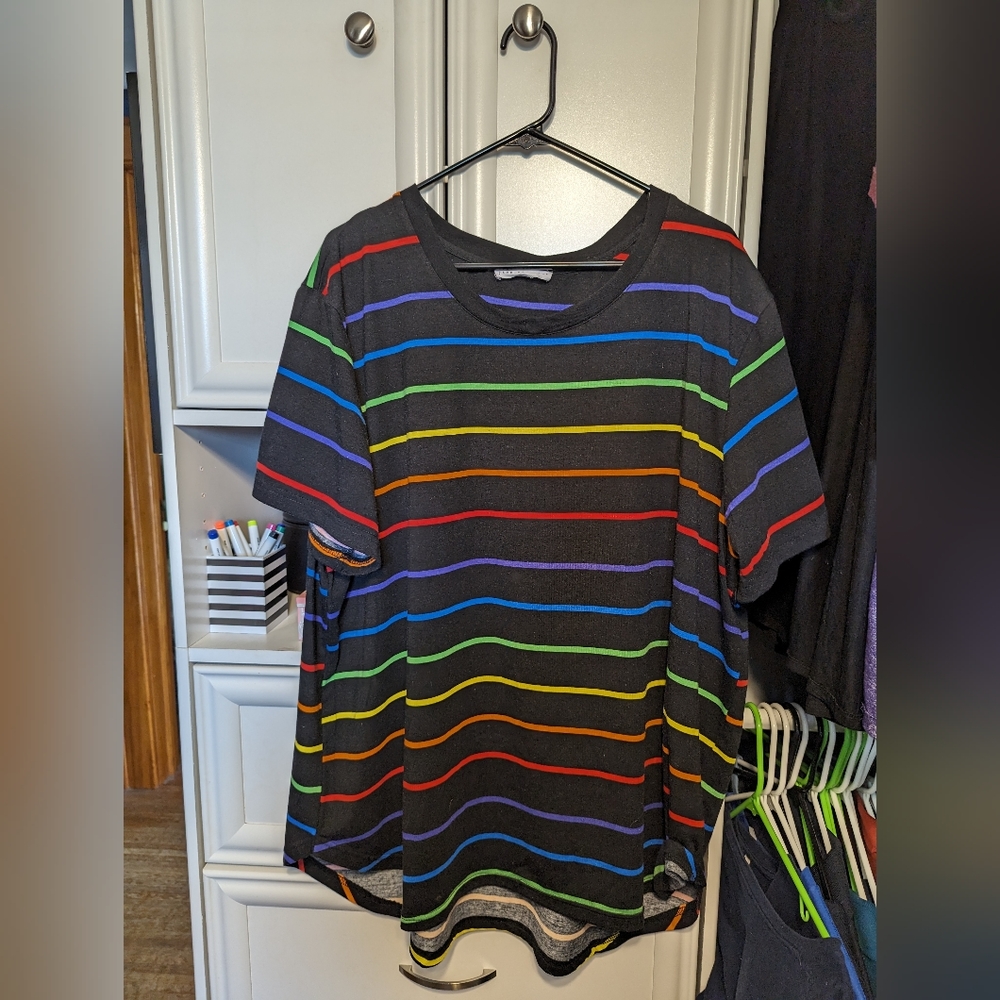 Jane + Delancey pride rainbow striped t shirt size 3X